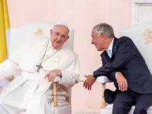 Papa Francisco com o presidente de Portugal, Marcelo Rebelo de Sousa