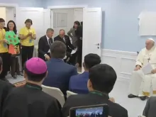 Papa Francisco hoje (4) na inauguração da Casa da Misericódia em Ulaanbaatar, na Mongólia.