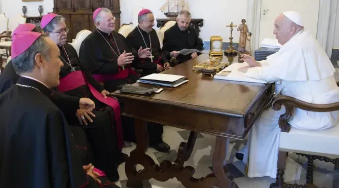 Papa Francisco com os bispos da nova presidência do CELAM