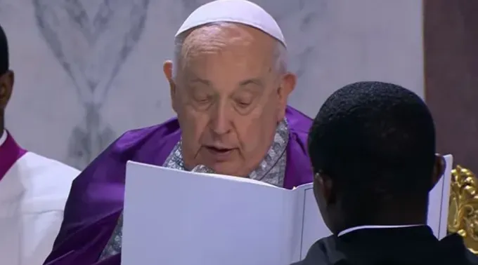 Papa Francisco na missa de Quarta-feira de Cinzas 2024. ?? 