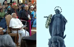 Papa Francisco reza a Imaculada Conceição na Praça de Espanha, em Roma