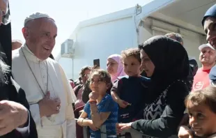 Papa Francisco na ilha de Lesbos, na Grécia, em 2016.