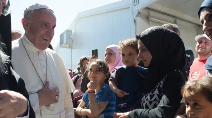 Papa Francisco na ilha de Lesbos, na Grécia, em 2016. ?? 