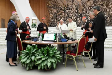 Papa Francisco na última congregação da assembleia geral do Sínodo da Sinodalidade no sábado (28).