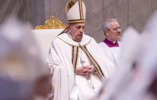 Papa Francisco na Missa desta Quinta-feira Santa.