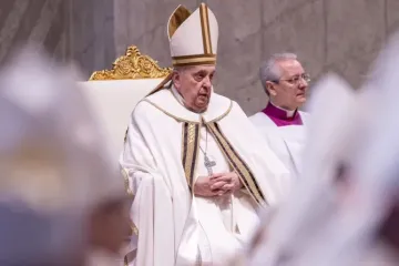 Papa Francisco na Missa desta Quinta-feira Santa.