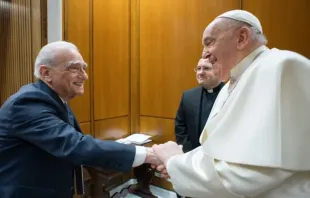 Papa Francisco e Martin Scorsese hoje (31) no Vaticano