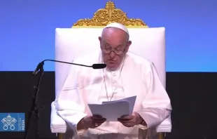 Papa Francisco no discurso.