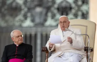 Papa Francisco durante a audiência geral semanal na Praça de São Pedro, 13 de março de 2024.