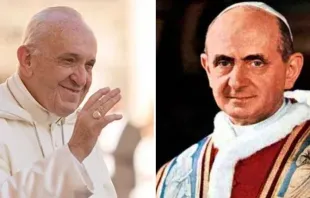 Papa Francisco (esquerda) e Paulo VI (direita).