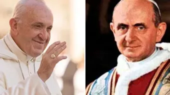 Papa Francisco (esquerda) e Paulo VI (direita).