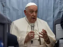 Papa Francisco durante a entrevista coletiva.