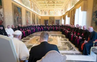 Papa Francisco recebe os bispos da Inglaterra e do País de Gales para sua visita ad limina, em 28 de setembro de 2018