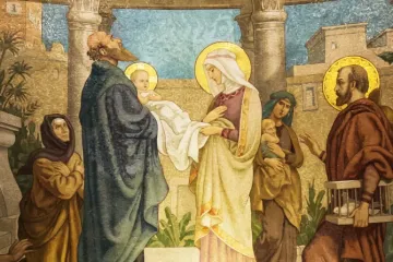 Simeão e Ana contemplando o Menino Jesus.