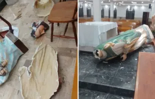Destruição de imagens religiosas em templo no México.