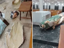 Destruição de imagens religiosas em templo no México.