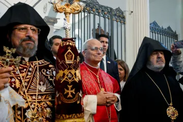 Papa Leão XIV chega à Catedral Apostólica Armênia.