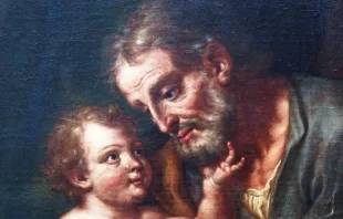 O Menino Jesus olhando com ternura para o grande são José.