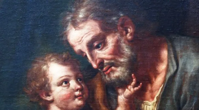 O Menino Jesus olhando com ternura para o grande são José. ?? 