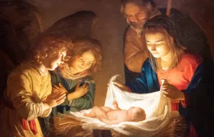 Imagem da pintura 'Adoração do Menino', localizada na galeria Uffizi, em Florença, na Itália. Pintada por volta de 1619-1620.