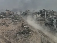 Vista aérea do norte de Gaza na guerra com Israel