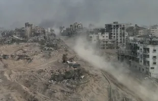 Vista aérea do norte de Gaza na guerra com Israel