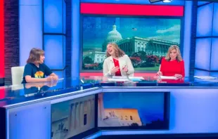 Stella McGuire sendo entrevistada nos estúdios da EWTN em Washington D.C. durante a cobertura ao vivo da Marcha pela Vida