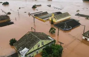 Igreja em Taquari (RS) ficou alagada por conta das enchentes das últimas semanas