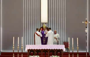 O papa Leão XIV celebrando a missa em Istambul, na Turquia