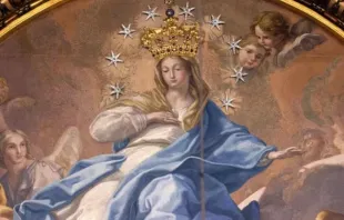 Mosaico de Maria, Imaculada Virgem, na Capela do Coro da Basílica de São Pedro, Roma, Itália.