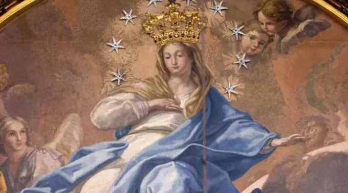 Mosaico de Maria, Imaculada Virgem, na Capela do Coro da Basílica de São Pedro, Roma, Itália. ?? 