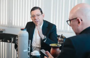 Dom Bruno Varriano e dom Ricardo Hoepers ontem (2), na sede da CNBB, em Brasília.