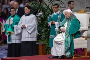 Papa Francisco durante a missa de conclusão da Assembleia Geral Ordinária do Sínodo dos Bispos