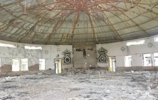 Igreja de São Paulo, em Imphal, capital do estado de Manipur, depois da igreja ser incendiada em 2023.