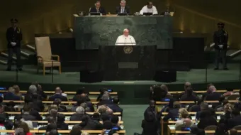 Papa Francisco discursa na assembleia geral das Nações Unidas em Nova York, nos EUA, em 25 de setembro de 2015.
