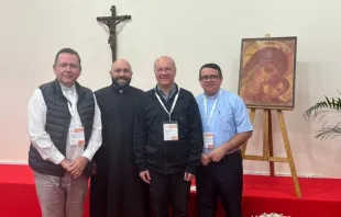 Da esquerda para a direita: padres Rafael Solano, Vitor Hugo Silva,  Ivanir Antônio Rampon e Eliezer Paiva