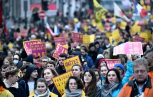 Manifestantes pró-vida em Paris, na França, em 16 de janeiro de 2022.