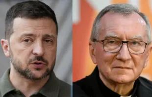 O presidente ucraniano Volodymyr Zelensky e o secretário de Estado da Santa Sé, cardeal Pietro Parolin