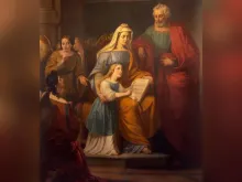 Pintura de são Joaquim, da pequena Nossa Senhora e de santa Ana na igreja de São Francisco em Reggio Emilia, Itália.