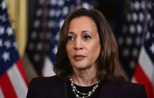 A vice-presidente dos EUA, Kamala Harris, fala a jornalistas depois de reunir-se ontem (25) com o primeiro-ministro israelense Benjamin Netanyahu na Casa Branca em Washington, D.C., EUA.
