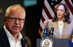 O governador de Minnesota, Tim Walz, e a vice-presidente dos EUA, Kamala Harris.