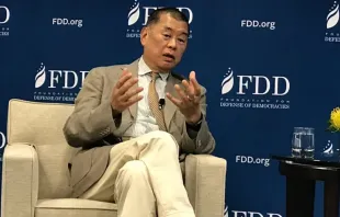 Jimmy Lai e outros manifestantes foram condenados em 2021 por participar do que o governo de Hong Kong argumentou ser uma "assembleia não autorizada" no Victoria Park, em Hong Kong.