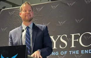 Shawn Carney, cofundador da campanha pró-vida 40 Días por la Vida, em convenção em Barcelona, Espanha.