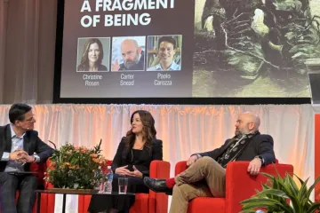 Paolo Carozza, Christine Rosen e Carter Snead no New York Encounter 2025