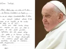 Carta enviada por María, menina espanhola de nove anos, ao papa Francisco.