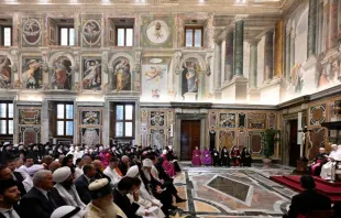Papa Leão XIV em audiência hoje (19) no Vaticano.