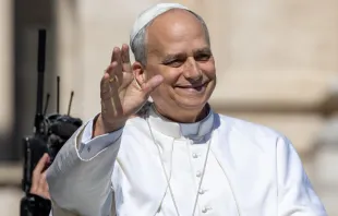 Papa Leão XIV saúda fiéis hoje (1) na praça de São Pedro, no Vaticano.
