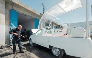 Papamóvel usado pelo papa Francisco em sua visita a Belém, Cisjordânia, em 2014.