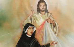 Santa Faustina Kowalska junto ao Senhor da Divina Misericórdia.