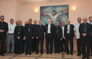 O secretário para as Relações com os Estados e Organizações Internacionais da Santa Sé, Paul Richard Gallagher, com membros do clero cubano.